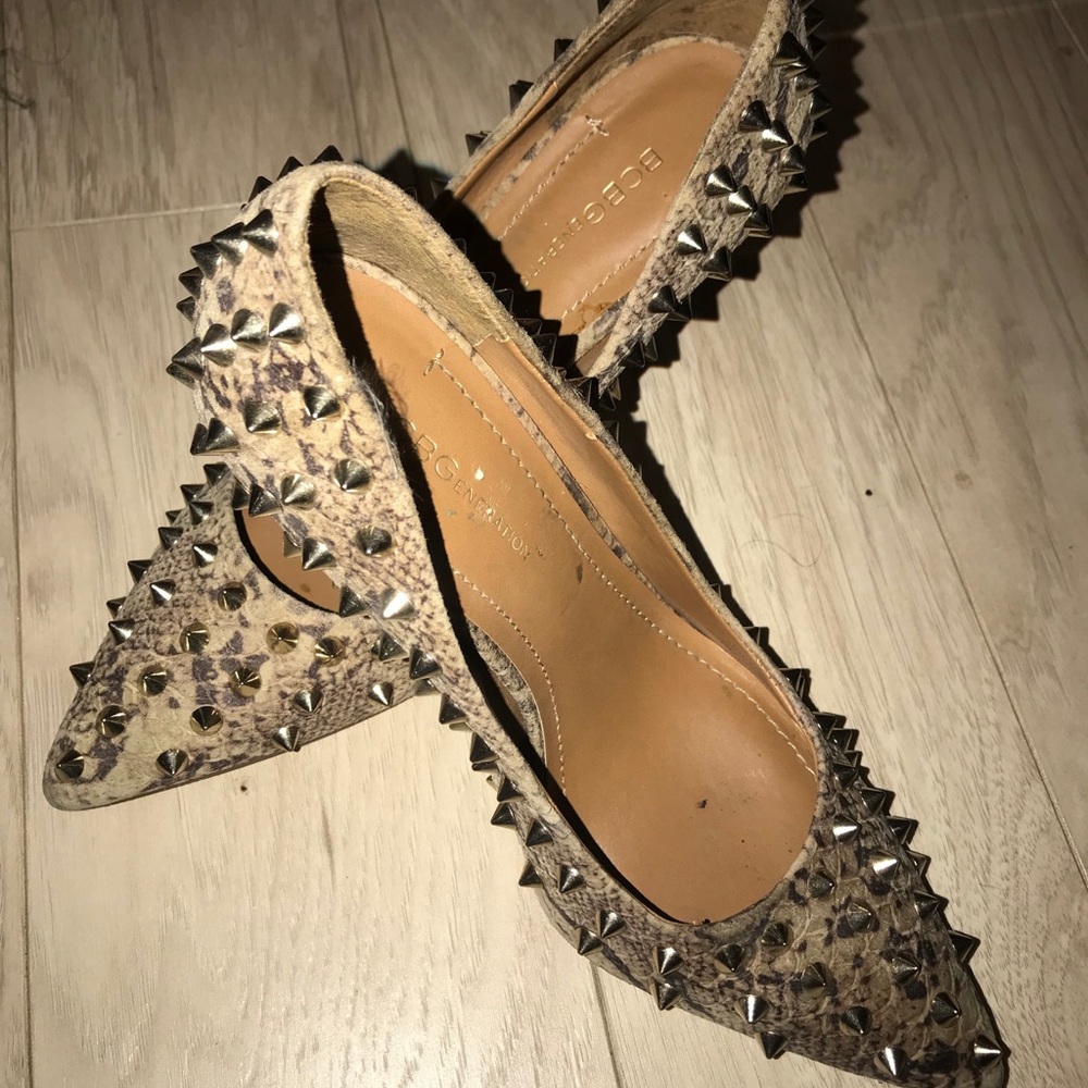 Studded snakeskin heels
